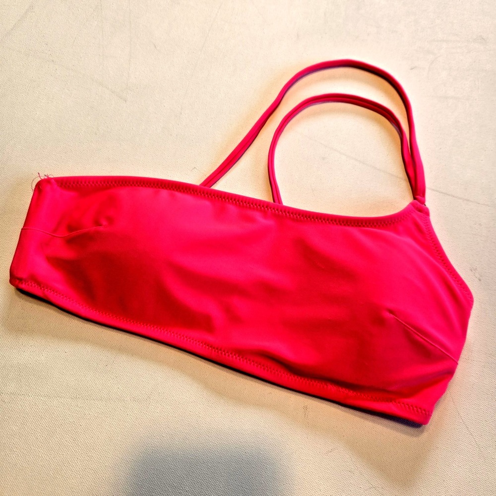 Aerie Hot‎ Pink One Shoulder Strappy Bandeau Bikini Top Size Small